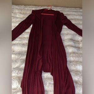 Long Red One World cardigan
